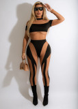 2022 high elastic mesh stitching sexy see-through jumpsuit
