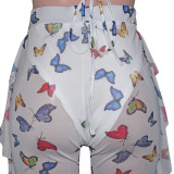 Summer hollow bikini ruffled wide-leg pants two-piece set (including underwear)