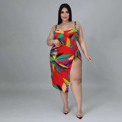 2022 spring and summer plus size sexy swimsuit apron two-piece set