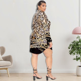 Spring 2022 Plus Size Leopard Print Lapel Single Breasted Long Shirt