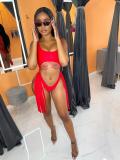 Summer sexy solid color fringed bikini one-piece swimsuit