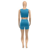 Summer solid color sports yoga two-piece set