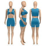 Summer solid color sports yoga two-piece set