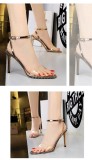 Summer Metal Studs Stiletto Heel Transparent Open Toe Strap High Heel Sandals