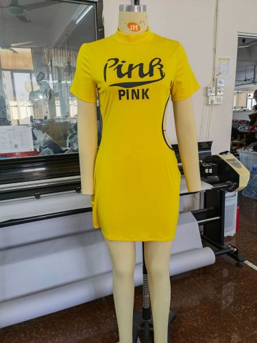 Sexy Cropped Waist Slim T-Shirt Casual Print Dress