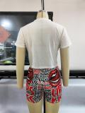 Summer Temperament Slim Fit Printed Shorts Two-Piece Set