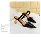 Summer Shallow Mouth Pointed Hollow Thick Heel High Heel Sandals