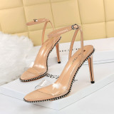 summer stiletto sheer open toe high heels