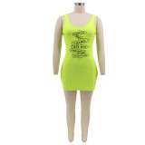 Summer Print Sleeveless Sexy Package Hip Short Dress