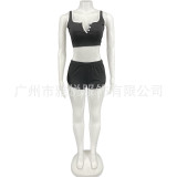 2022 spring and summer pit strip vest shorts casual sports two-piece