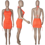 Summer Sexy Bikini Solid Color Mesh Cloth Mini Tight Strap Three Piece Swimsuit