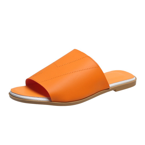2022 summer round head flat slippers beach sandals