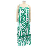 Summer Plus Size Loose Sling Print Long Dress