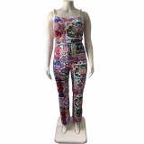 2022 large women's printed chain Jumpsuit