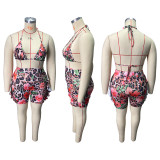 Spring/Summer Plus Size Bikini Beach Shorts Ruffled Two-Piece Set
