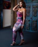 2022 summer plus size printed tie-dye wrap chest trousers two-piece set
