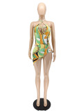 Summer Sexy Print One Piece Swimsuit Two Piece