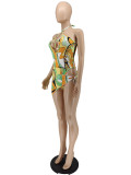 Summer Sexy Print One Piece Swimsuit Two Piece
