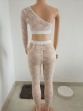 Summer Sexy Perspective Hollow Lace Two-piece Set