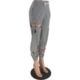 spring and summer ripped casual trousers