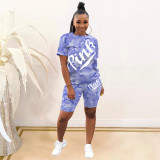 Spring/Summer Camouflage Letter Two Piece Set