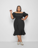 Spring and summer plus size fishtail dress