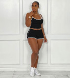Summer solid color tight-fitting leisure sports two-piece suit