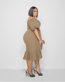Spring and summer plus size fishtail dress