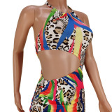 Summer nightclub clothes sexy print navel irregular dress