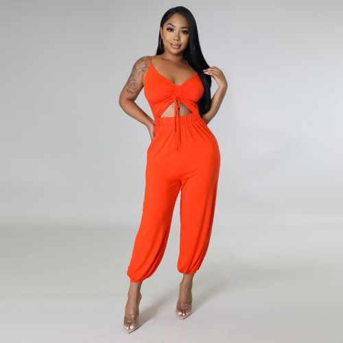 Summer stretch suspenders smocked chest wrap sexy two-piece trousers