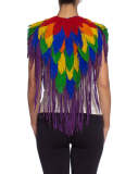 Summer colorful fringed shawl top