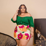 2022 summer plus size sexy one-shoulder culottes two-piece set