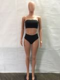 Summer Solid Color Sexy Swimsuit Two Piece Set