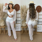 Summer Leisure Sexy Show Navel Mesh Beach Two Piece Suit