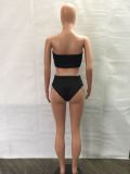 Summer Solid Color Sexy Swimsuit Two Piece Set