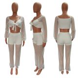 Summer Leisure Sexy Show Navel Mesh Beach Two Piece Suit
