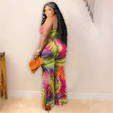 2022 summer large size tropical flower suspenders sexy jumpsuit
