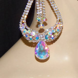 Fashion AB colored diamond tassel earrings temperament trend rhinestone earrings