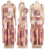 2022 Spring Large Size Irregular Plaid Skirt Two Pieces