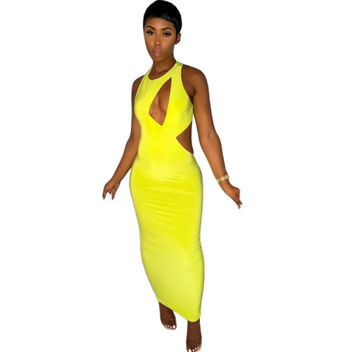 Summer Solid Color Cutout Dress