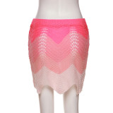 2022 summer polo wool knitted top sexy slim hip skirt two-piece set