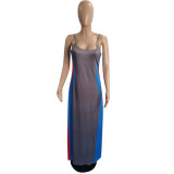 Plus Size Multicolor Panel Slip Dress