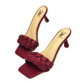 Summer plus size high quality  woven square toe sandals