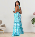 Summer off-the-shoulder off-back multi-stage pleated dress
