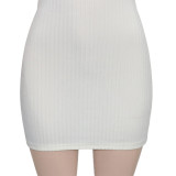 Knitted midi skirt temperament solid color sleeveless slim dress