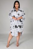 Summer Sexy Split Casual Printed Large Size Top Shirt Dress