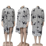 Summer Sexy Split Casual Printed Large Size Top Shirt Dress