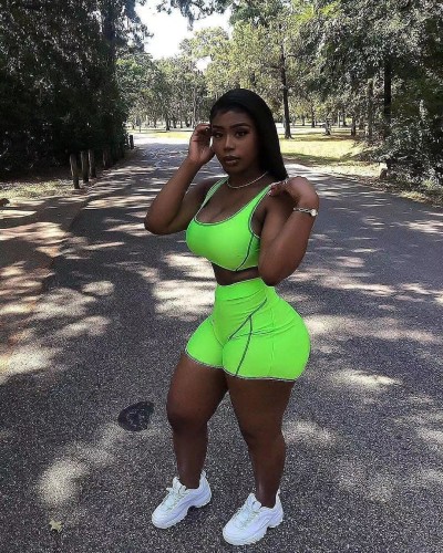Summer solid color casual sports pants two-piece set