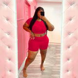 Plus Size Casual Sports Lace-Up Shorts Two-Piece Set