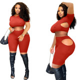 Summer Sexy Plus Size Short Sleeve Shorts Two Piece Set